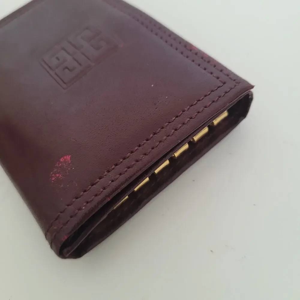 Givenchy 6 Key‎ Hooks Holder Case Wallet Red Burgundy Small Logo Leather Vintage